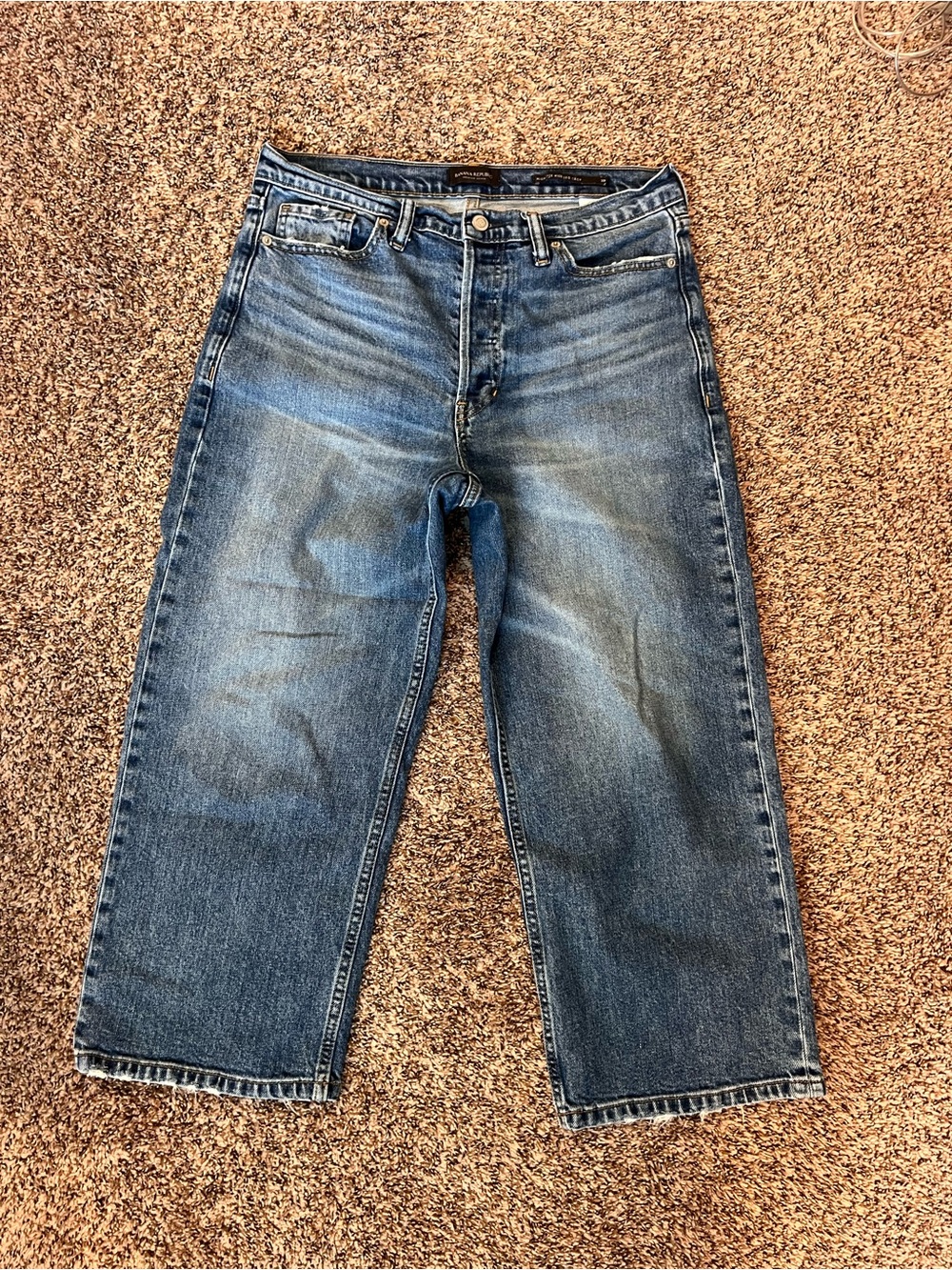 Banana Republic Women Cropped Wide-Leg Blue Jeans